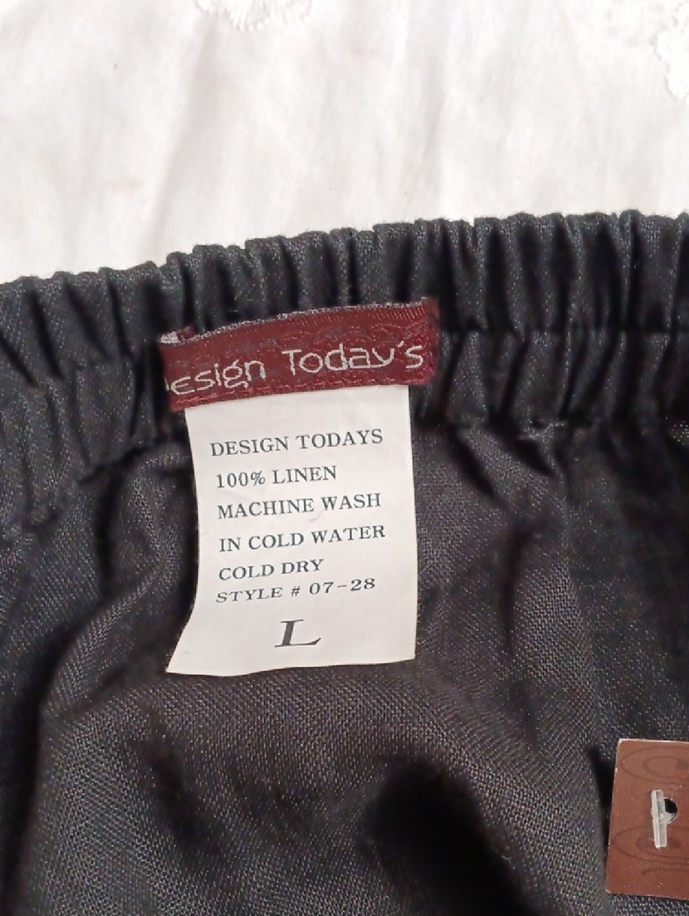 Black Tiered Linen Skirt with Cream Under Layer- Women's - Picture 5 of 7